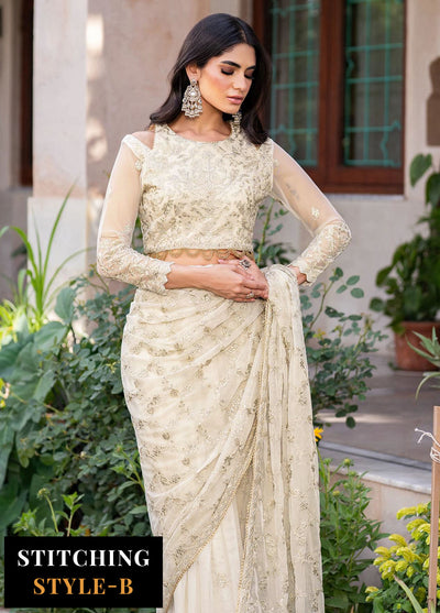 Zarif Embroidered Net Suits Unstitched 3 Piece ZF25SN SBA-02 Miran - Formals Collection