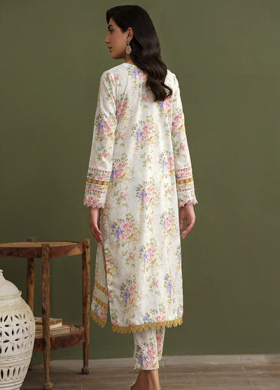 Zarif Pret Printed Cotton Silk 2 Piece Suit ZF23P02 White Flora