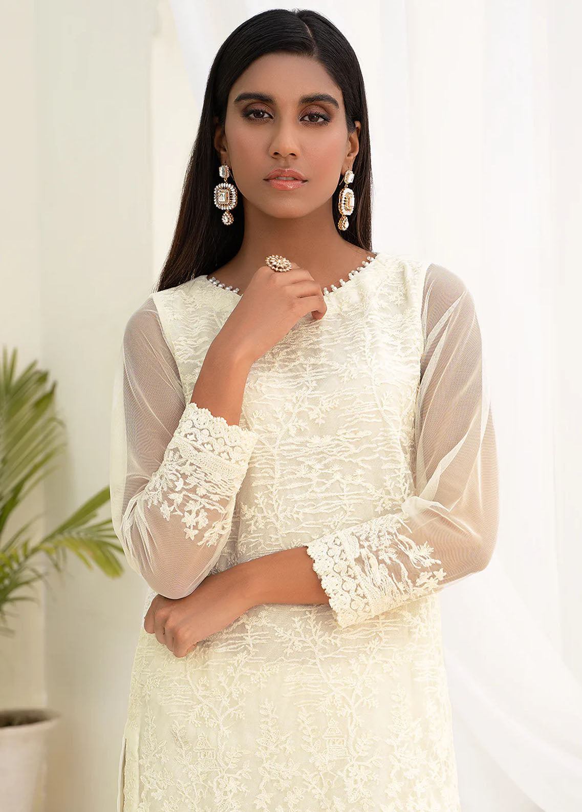 Zarif Pret Embroidered Net 2 Piece Frost