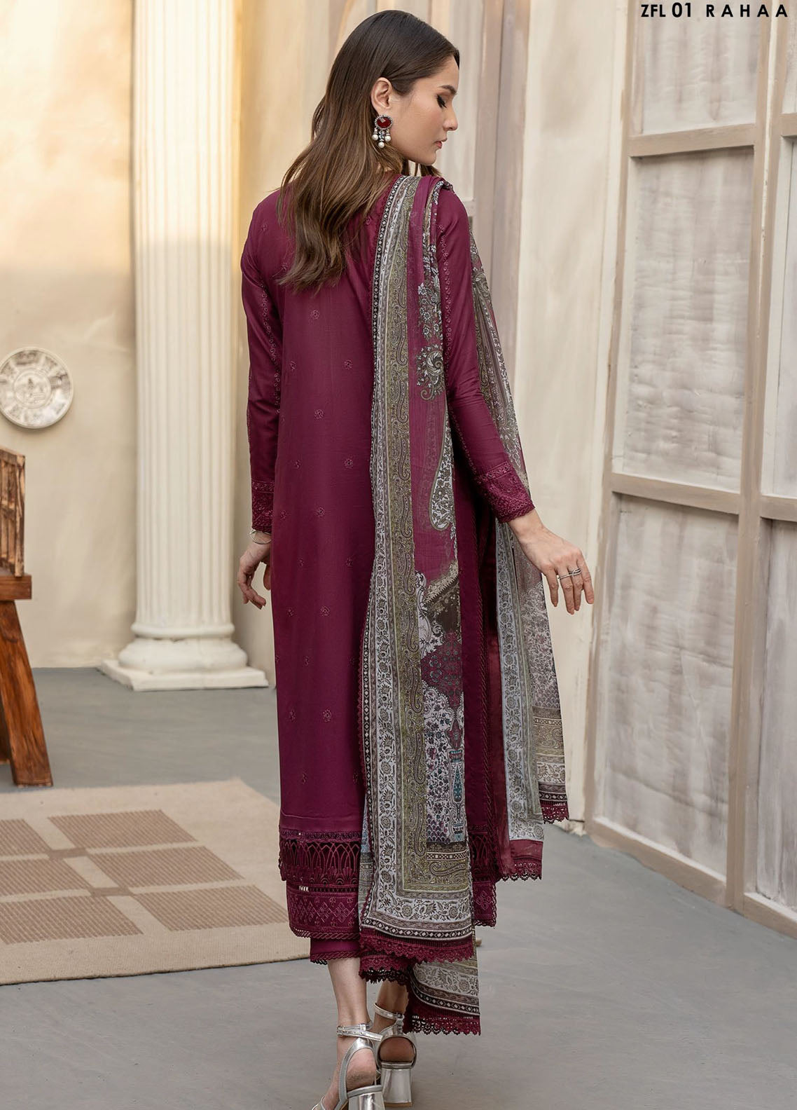 Zarif Unstitched Festive Lawn Collection 2024 ZFL-01 Rahaa