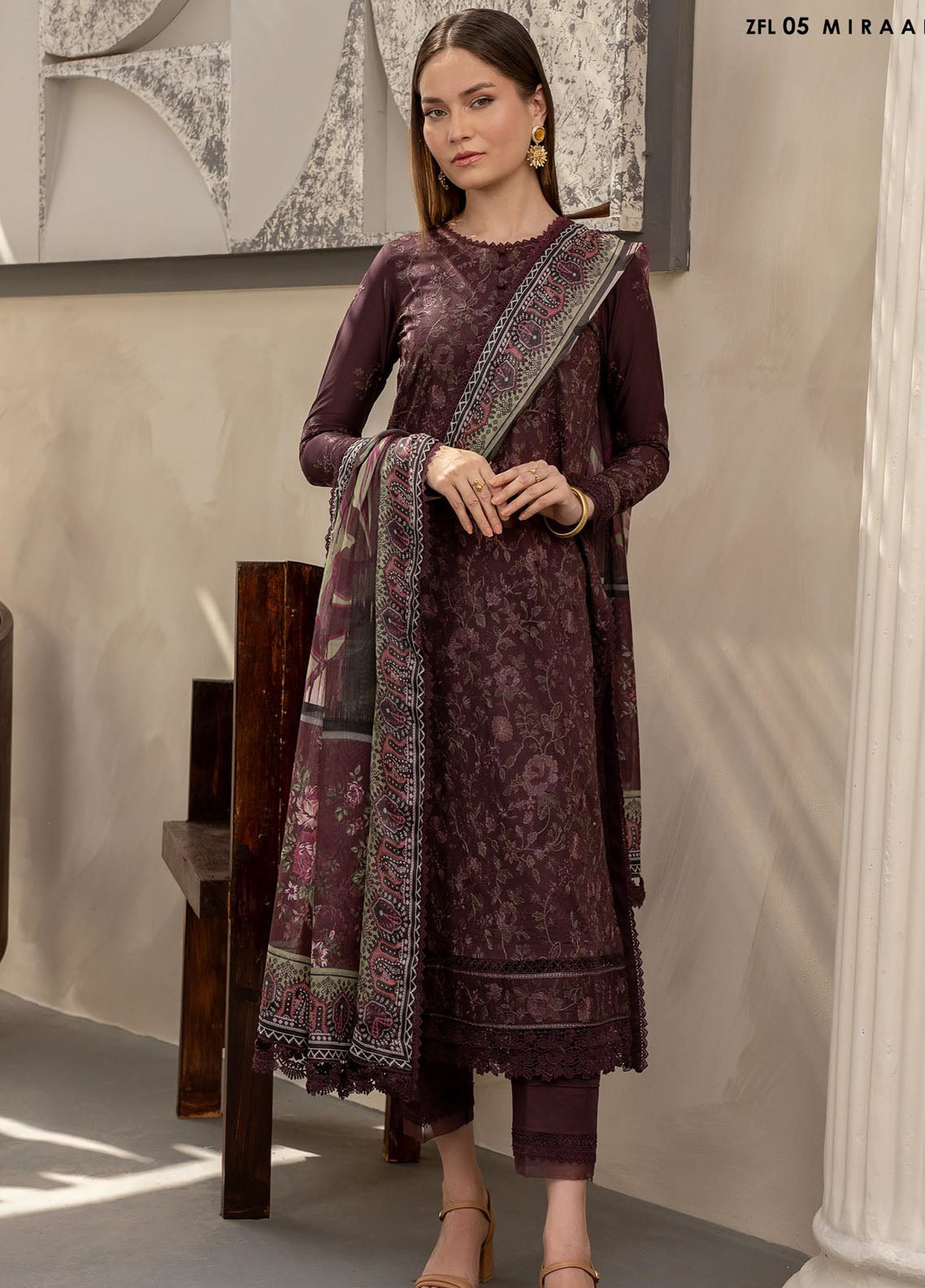 Zarif Unstitched Festive Lawn Collection 2024 ZFL-05 Miraal