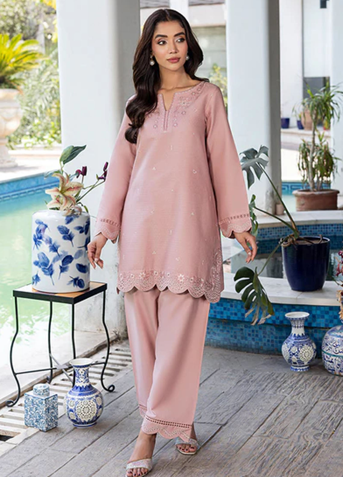 Zuri Pret Embroidered Lawn 2 Piece Suit Rehaaz ZP-12 Tea Pink