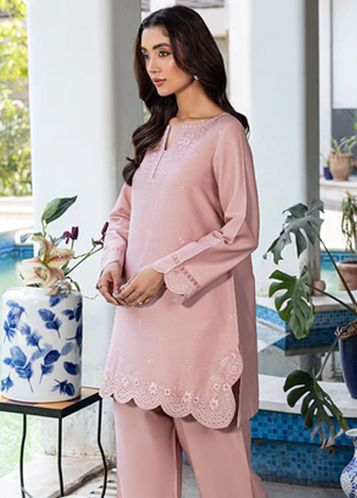 Zuri Pret Embroidered Lawn 2 Piece Suit Rehaaz ZP-12 Tea Pink
