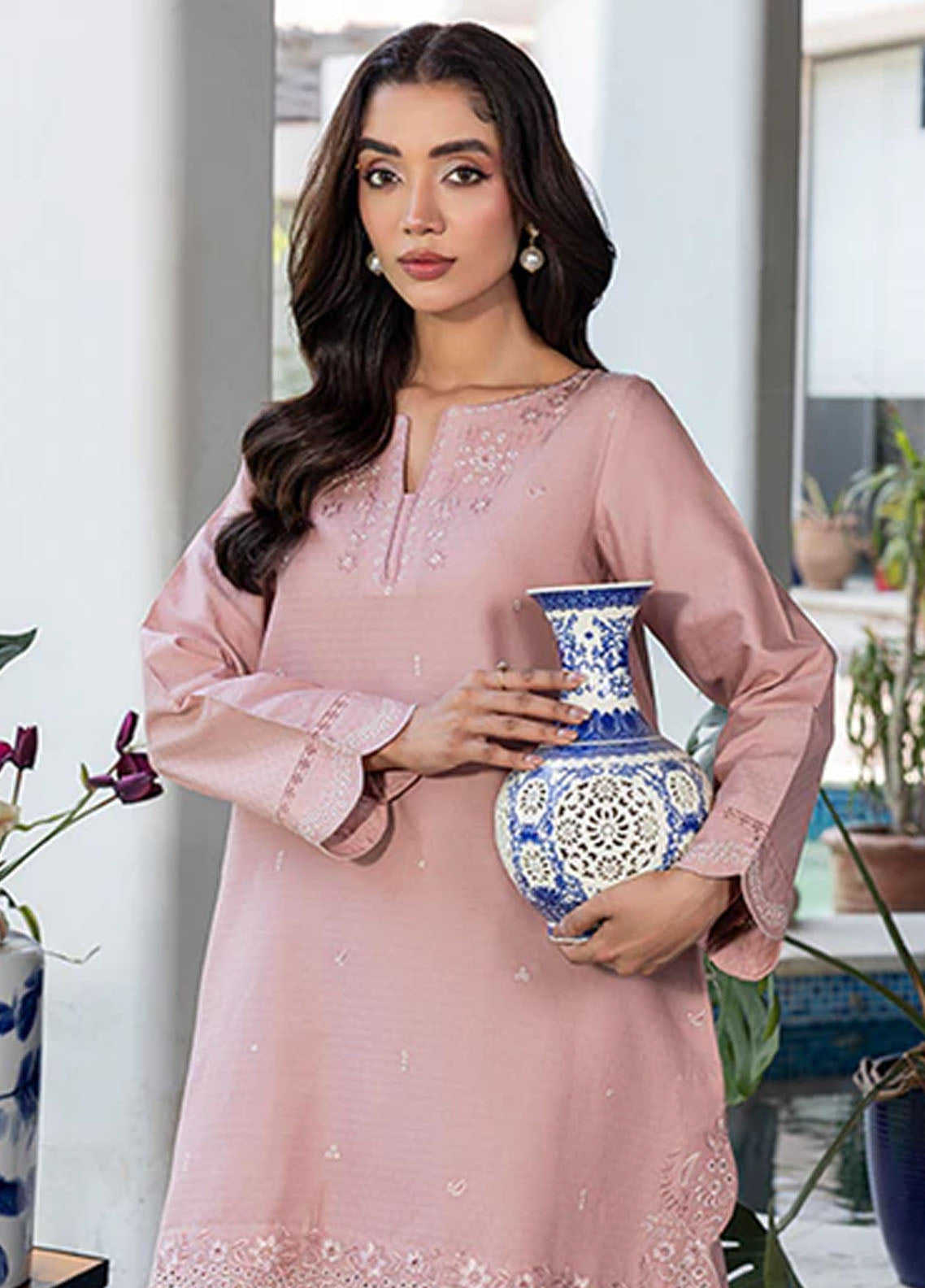 Zuri Pret Embroidered Lawn 2 Piece Suit Rehaaz ZP-12 Tea Pink