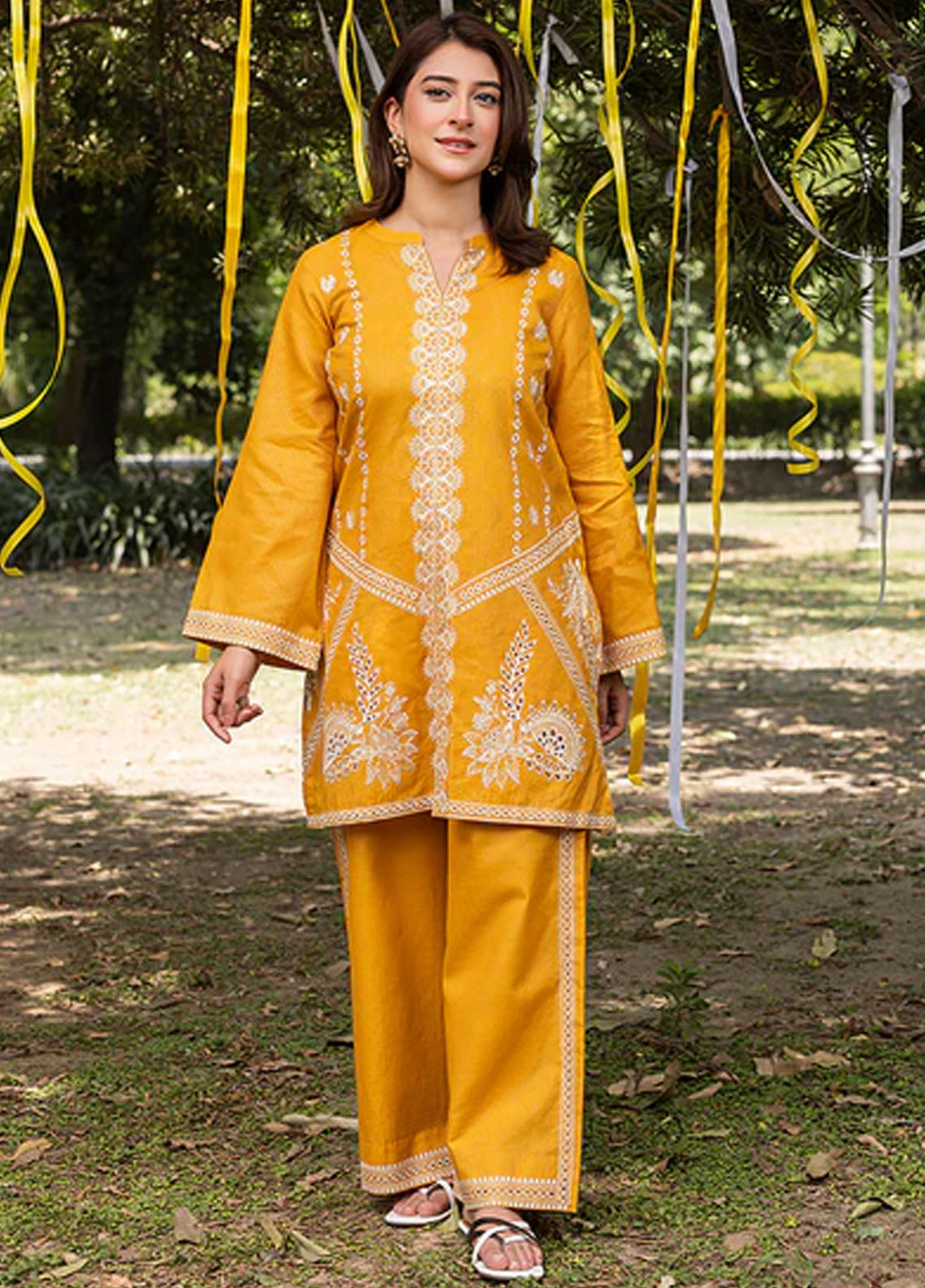 Zuri Pret Embroidered Lawn 2 Piece Suit Zarqa ZP-03 Mustard