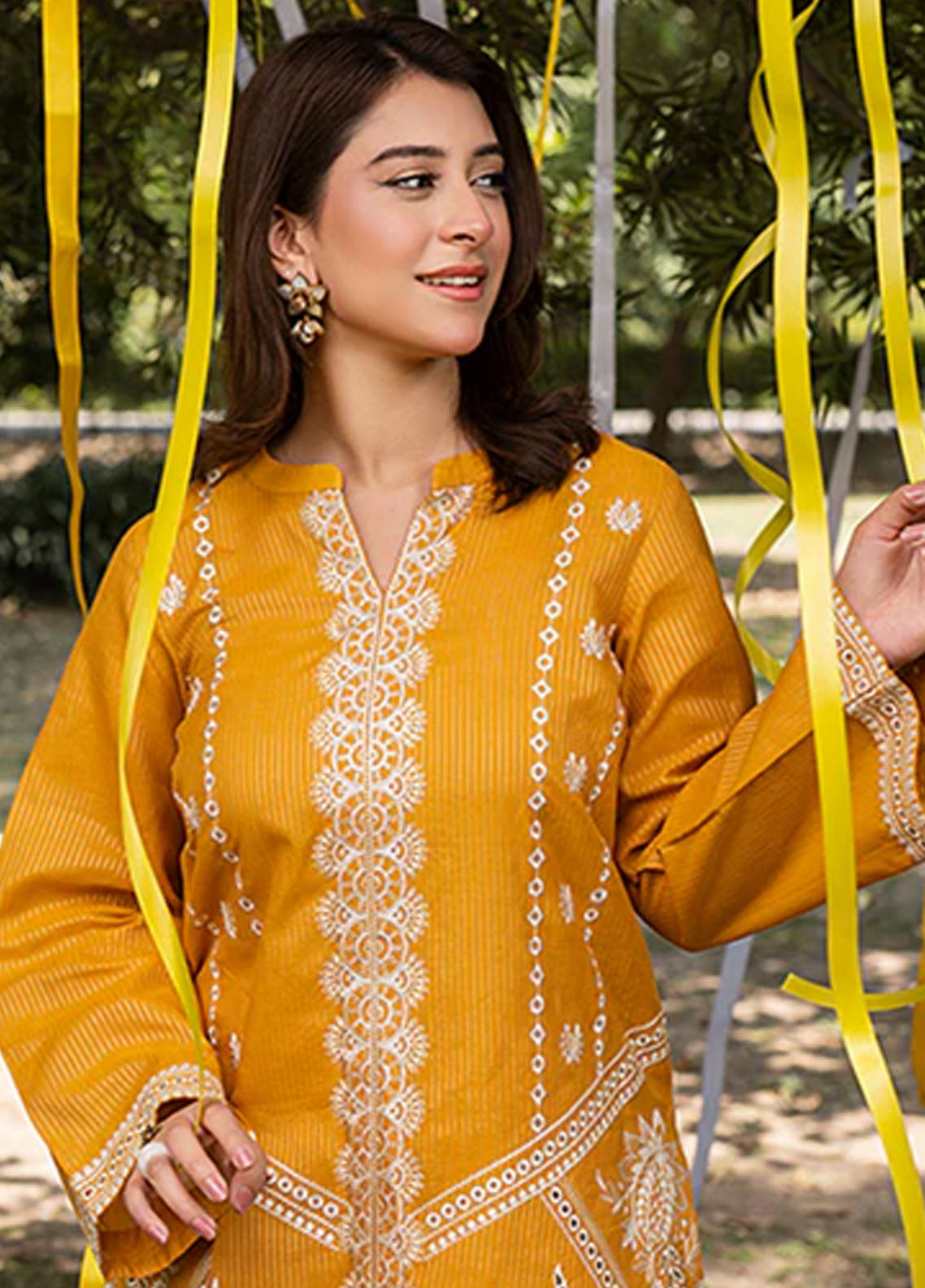Zuri Pret Embroidered Lawn 2 Piece Suit Zarqa ZP-03 Mustard