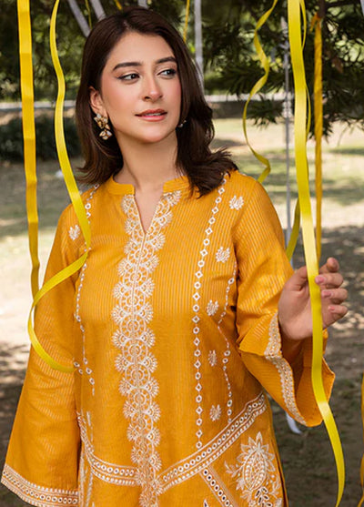 Zuri Pret Embroidered Lawn 2 Piece Suit Zarqa ZP-03 Mustard