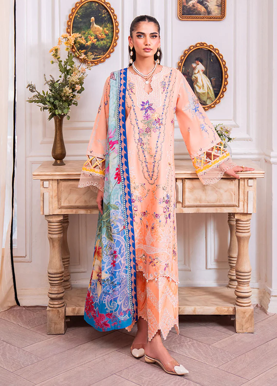 Aezel by Roheenaz Embroidered Cambric Suits Unstitched 3 Piece RNZ25AC D-02 A Amal - Winter Collection