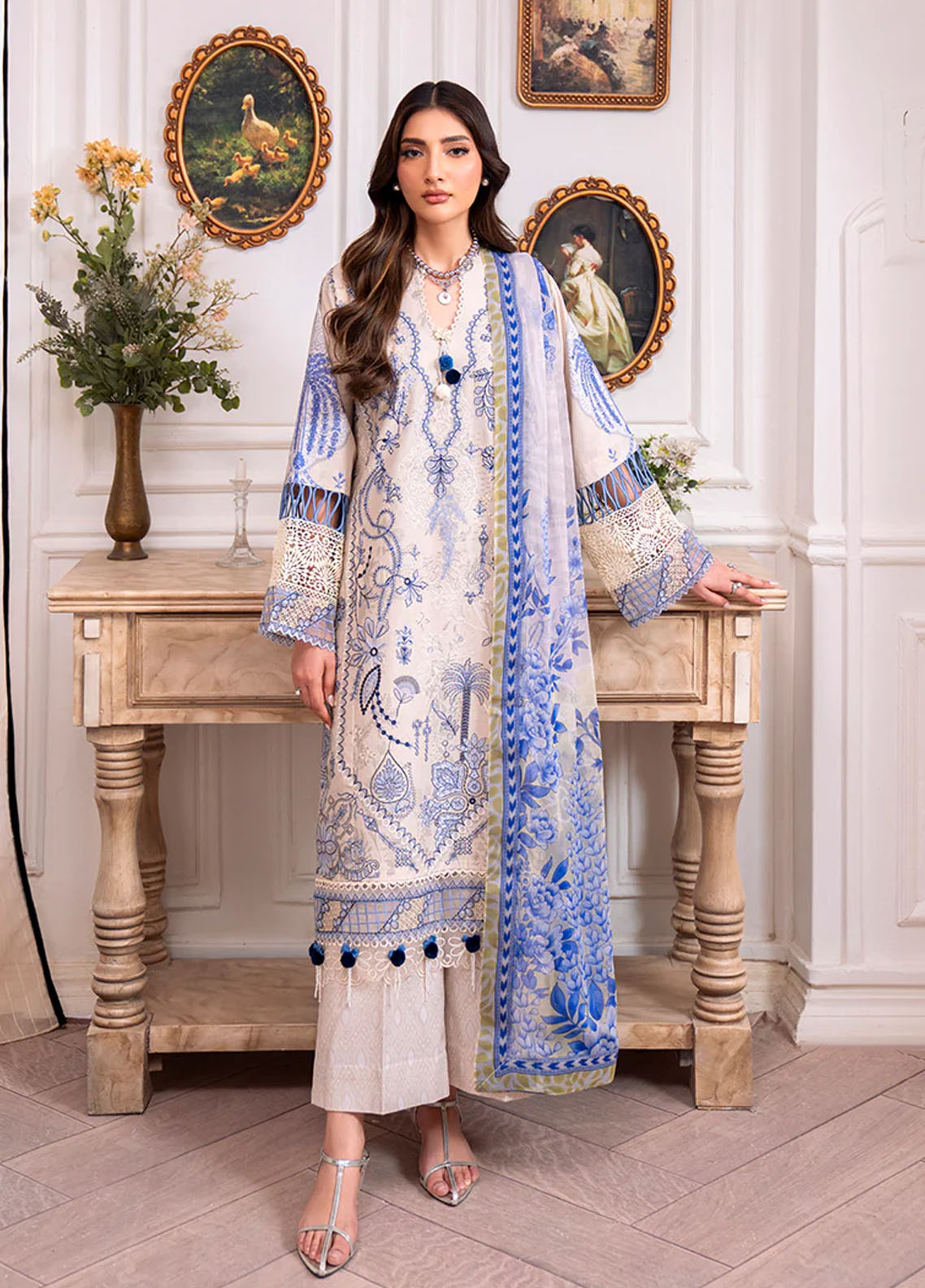 Aezel by Roheenaz Embroidered Cambric Suits Unstitched 3 Piece RNZ25AC D-03 A Eleen - Winter Collection