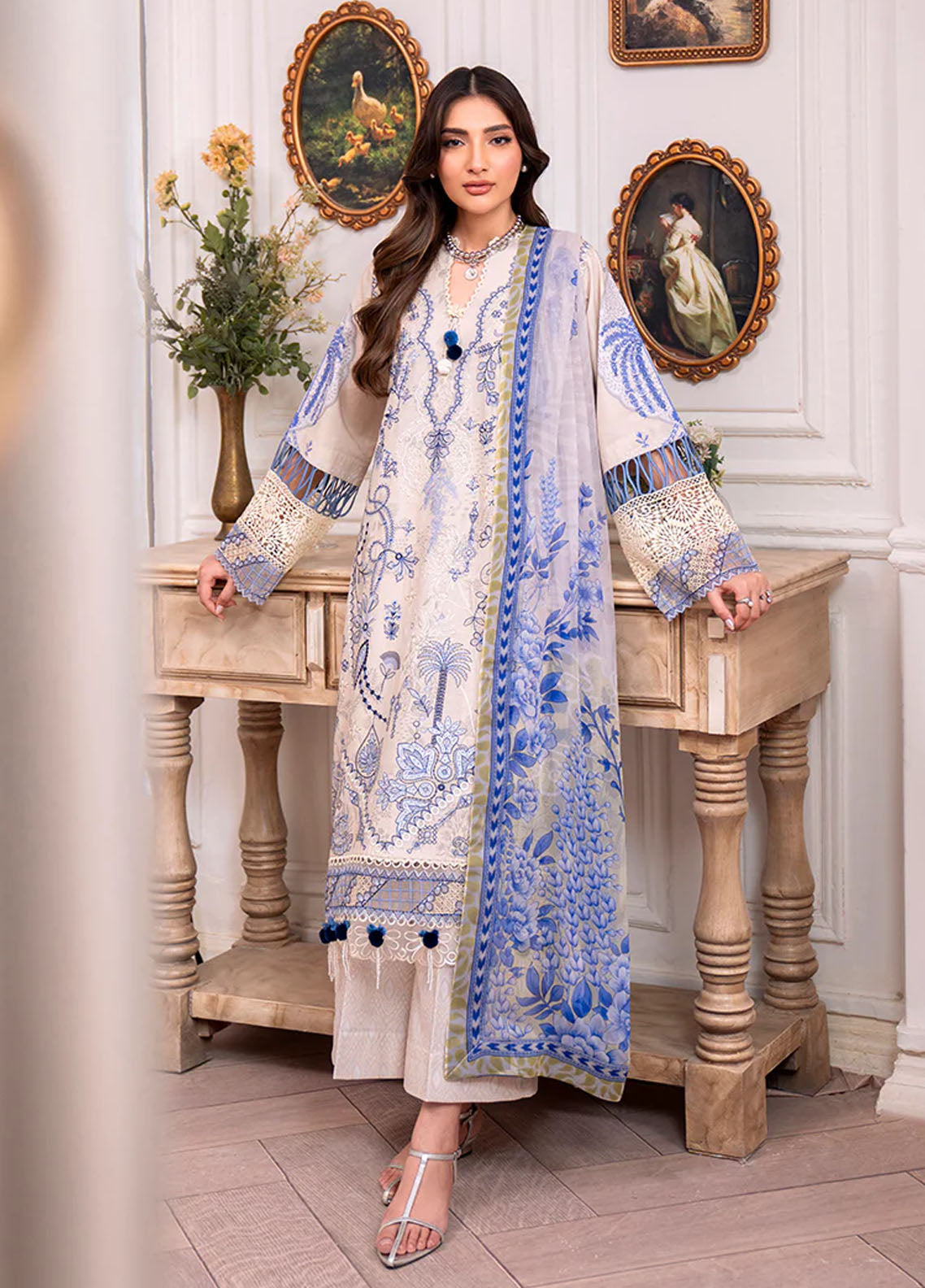 Aezel by Roheenaz Embroidered Cambric Suits Unstitched 3 Piece RNZ25AC D-03 A Eleen - Winter Collection