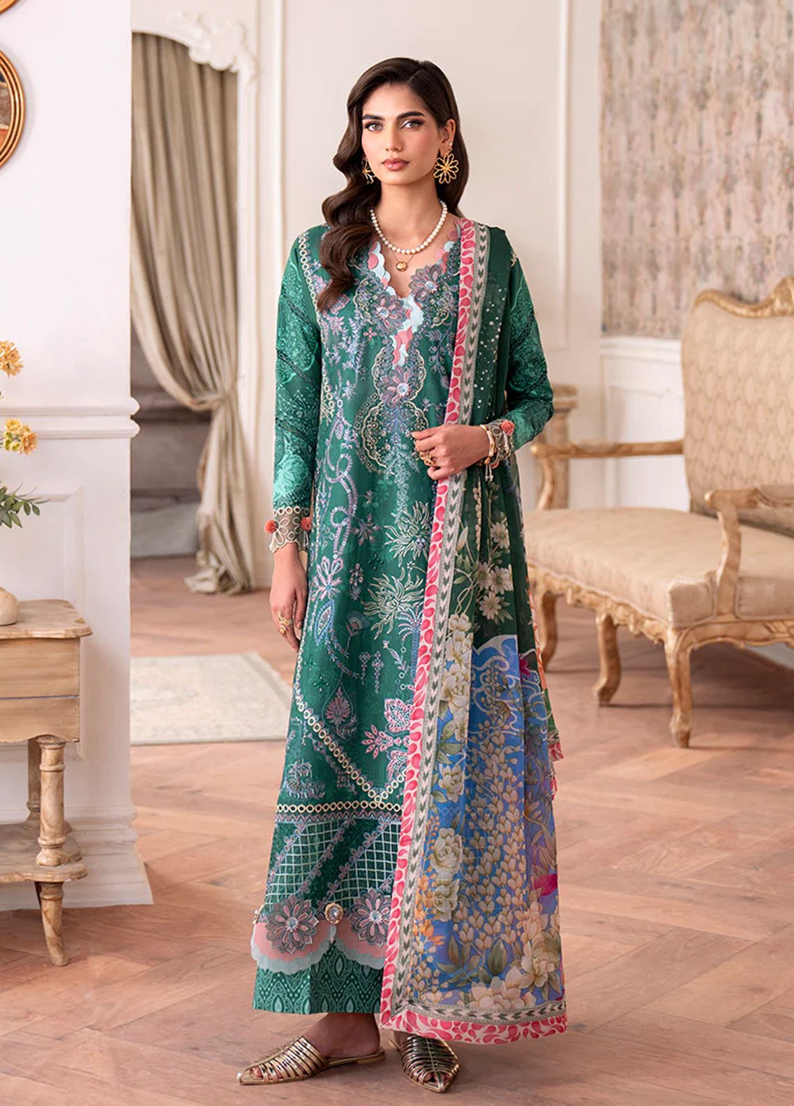 Aezel by Roheenaz Embroidered Cambric Suits Unstitched 3 Piece RNZ25AC D-03 B Maham - Winter Collection