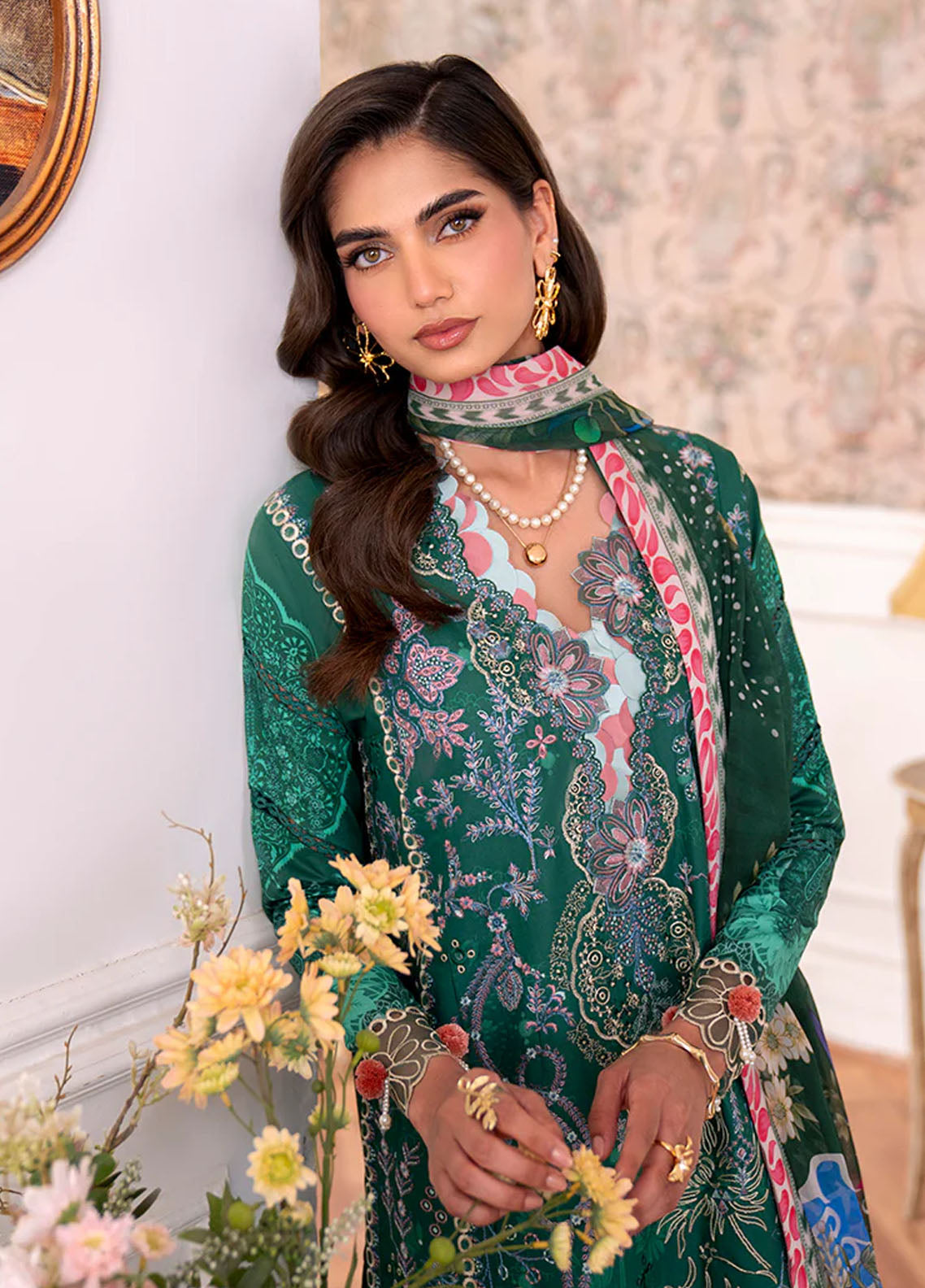 Aezel by Roheenaz Embroidered Cambric Suits Unstitched 3 Piece RNZ25AC D-03 B Maham - Winter Collection