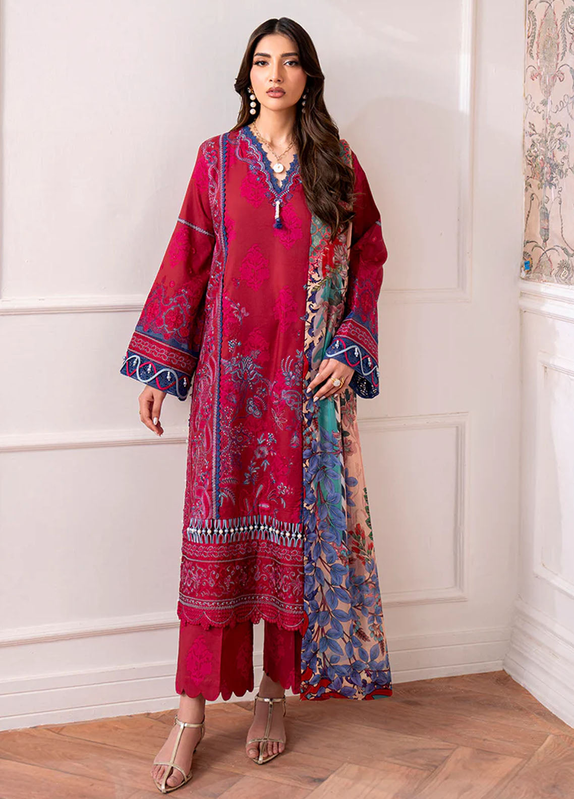 Aezel by Roheenaz Embroidered Cambric Suits Unstitched 3 Piece RNZ25AC D-05 B Oriva - Winter Collection