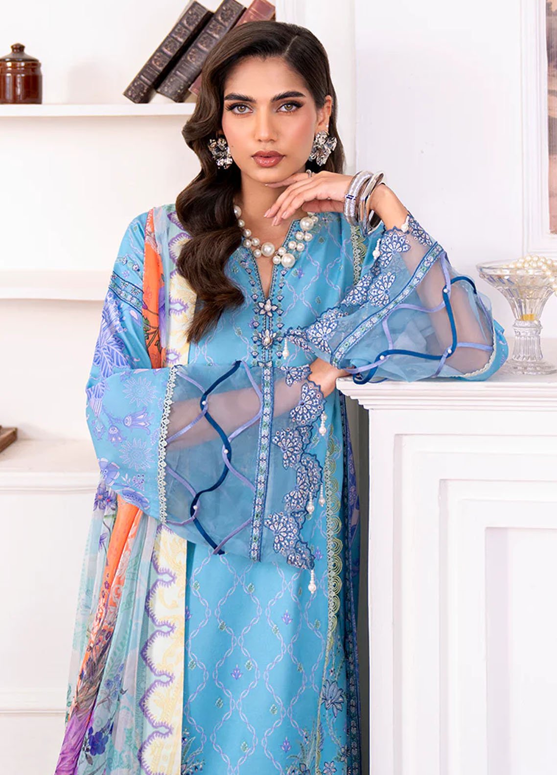 Aezel by Roheenaz Embroidered Cambric Suits Unstitched 3 Piece RNZ25AC D-06 B Miren - Winter Collection
