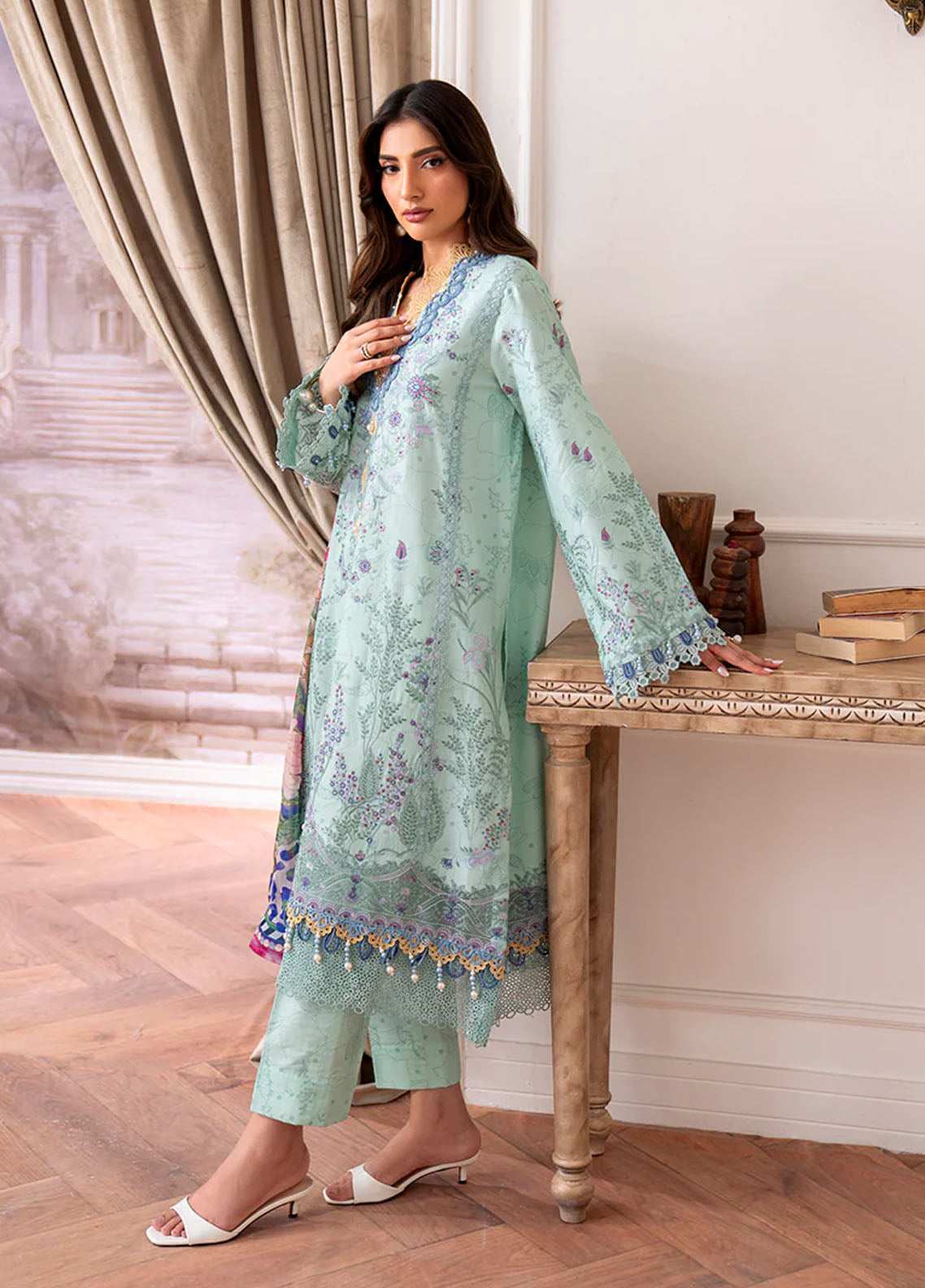 Aezel by Roheenaz Embroidered Cambric Suits Unstitched 3 Piece RNZ25AC D-07 A Avira - Winter Collection