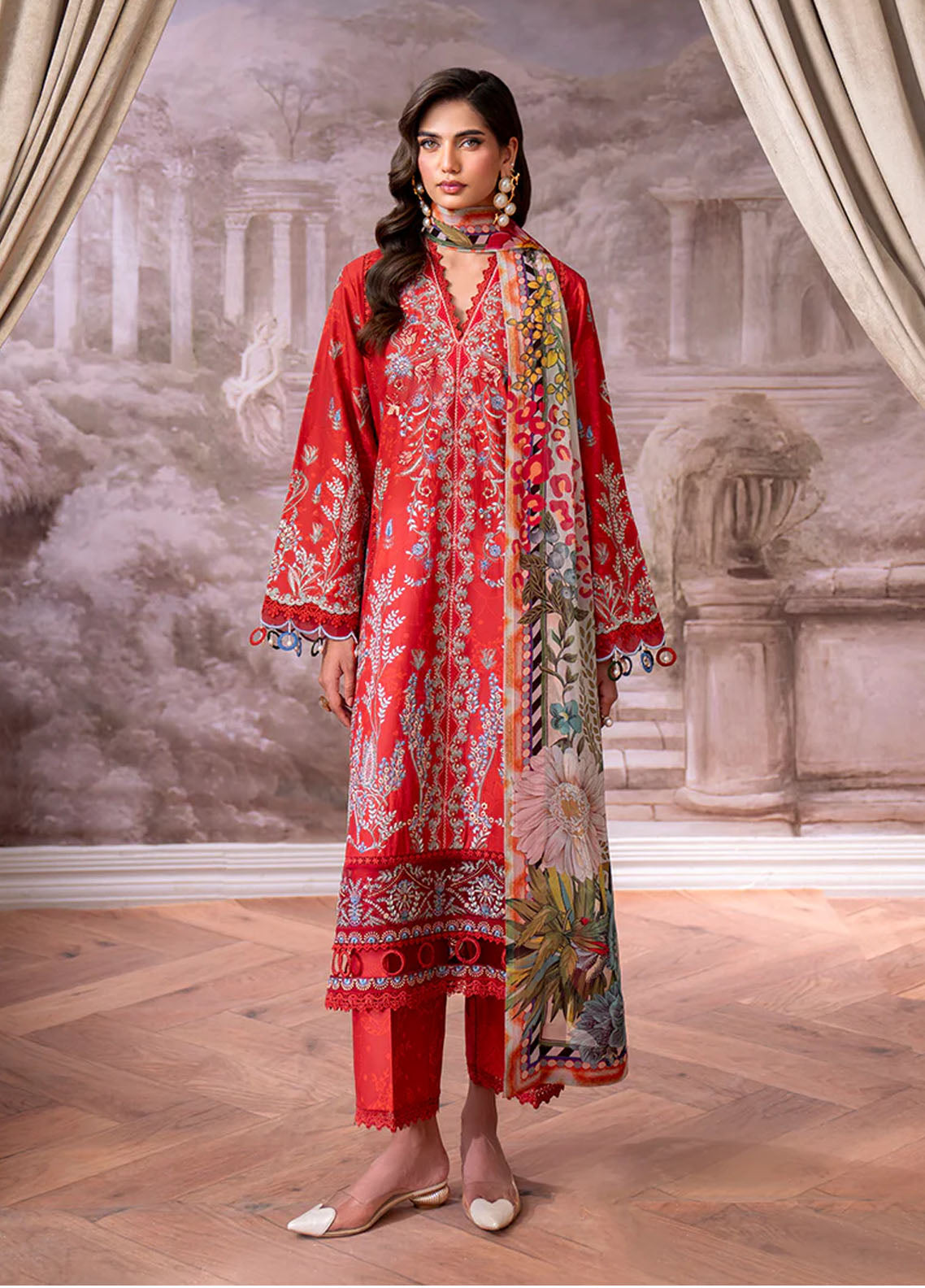 Aezel by Roheenaz Embroidered Cambric Suits Unstitched 3 Piece RNZ25AC D-07 B Lyrah - Winter Collection