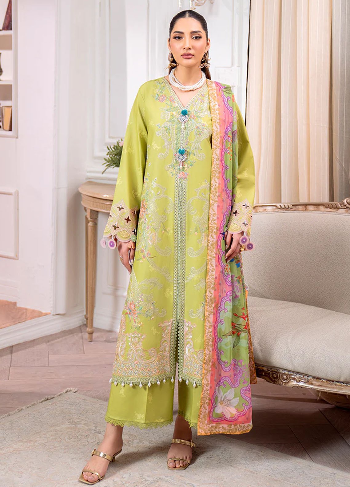 Aezel by Roheenaz Embroidered Cambric Suits Unstitched 3 Piece RNZ25AC D-08 A Arven - Winter Collection