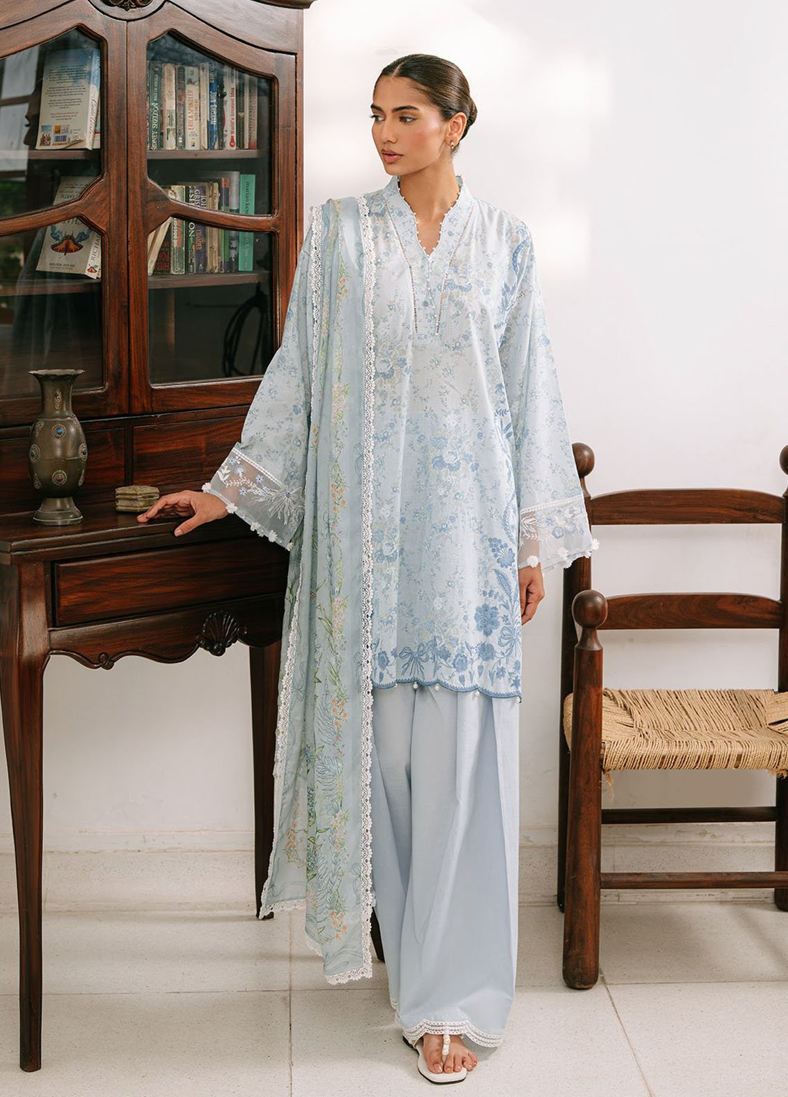 Cross Stitch Embroidered Cambric Suits Unstitched 3 Piece CS25MPU Beryl Frost
