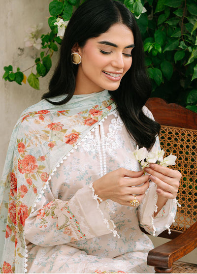 Cross Stitch Embroidered Cambric Suits Unstitched 3 Piece CS25MPU Creamy Splash