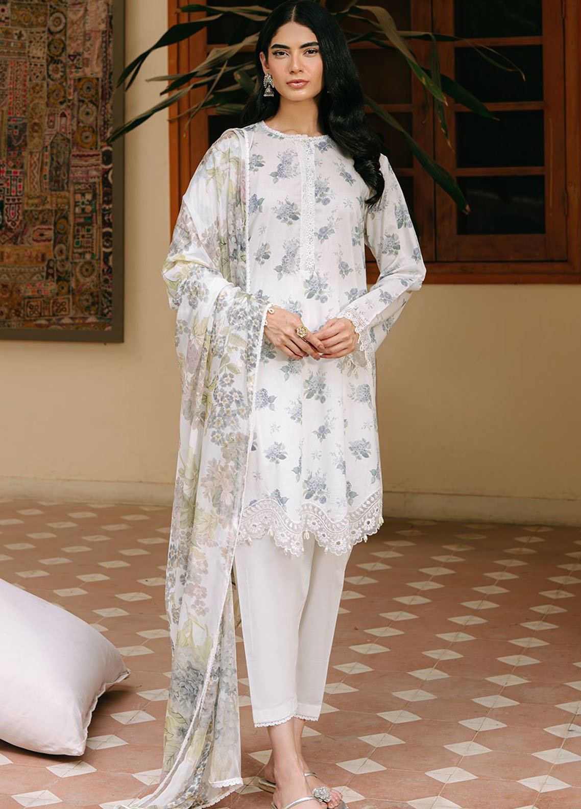 Cross Stitch Embroidered Cambric Suits Unstitched 3 Piece CS25MPU Ice Tale