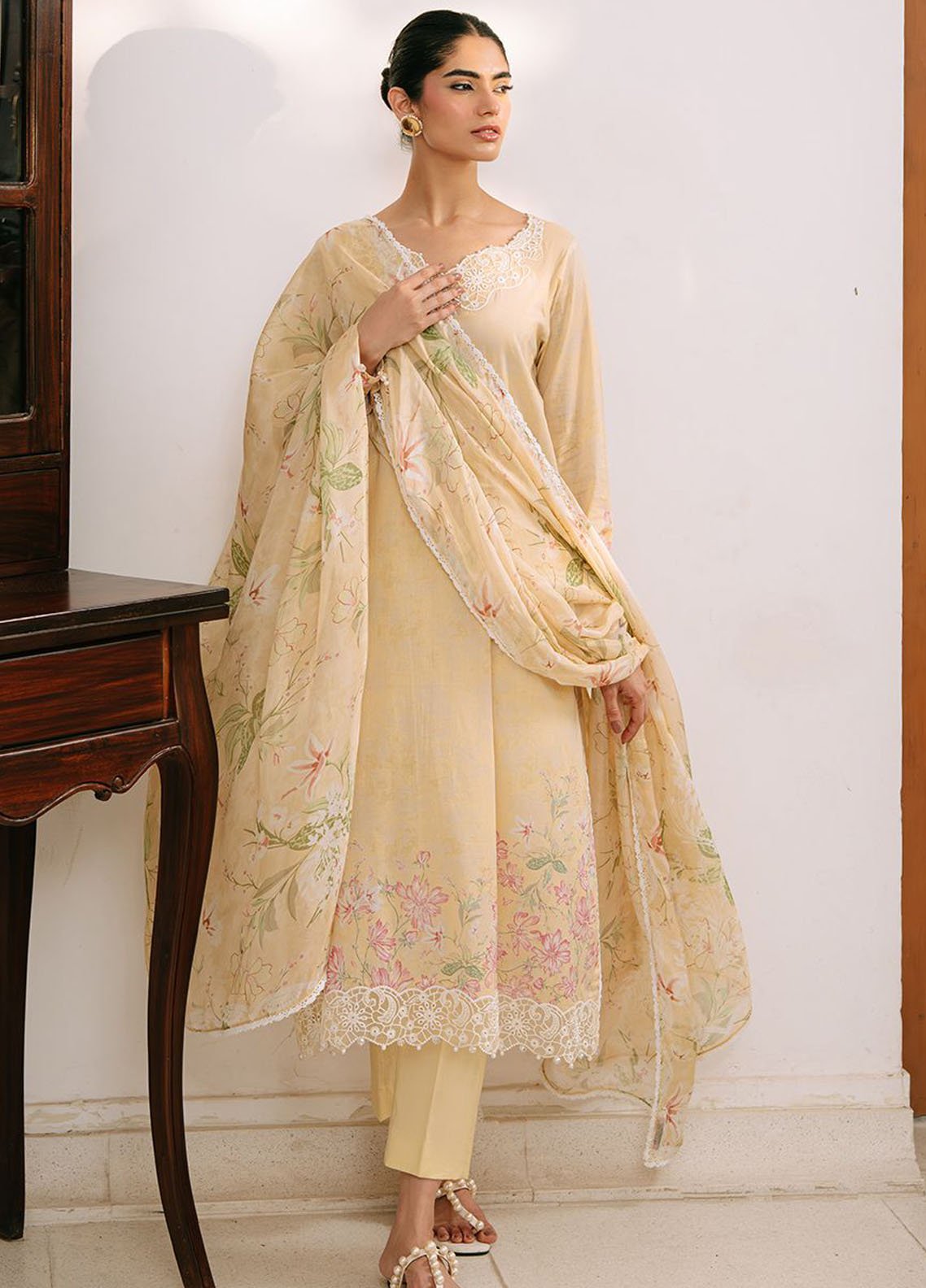 Cross Stitch Embroidered Cambric Suits Unstitched 3 Piece CS25MPU Lilly Garden