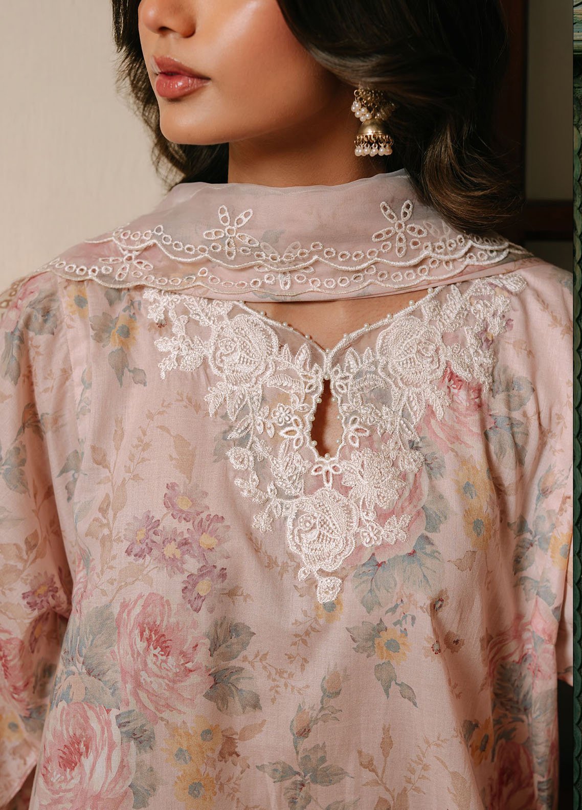 Cross Stitch Embroidered Cambric Suits Unstitched 3 Piece CS25MPU Pink Carnation