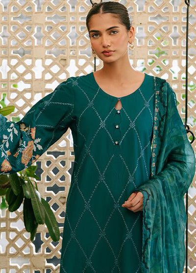 Cross Stitch Embroidered Cambric Suits Unstitched 3 Piece CS25MPU Vibrant Spruce
