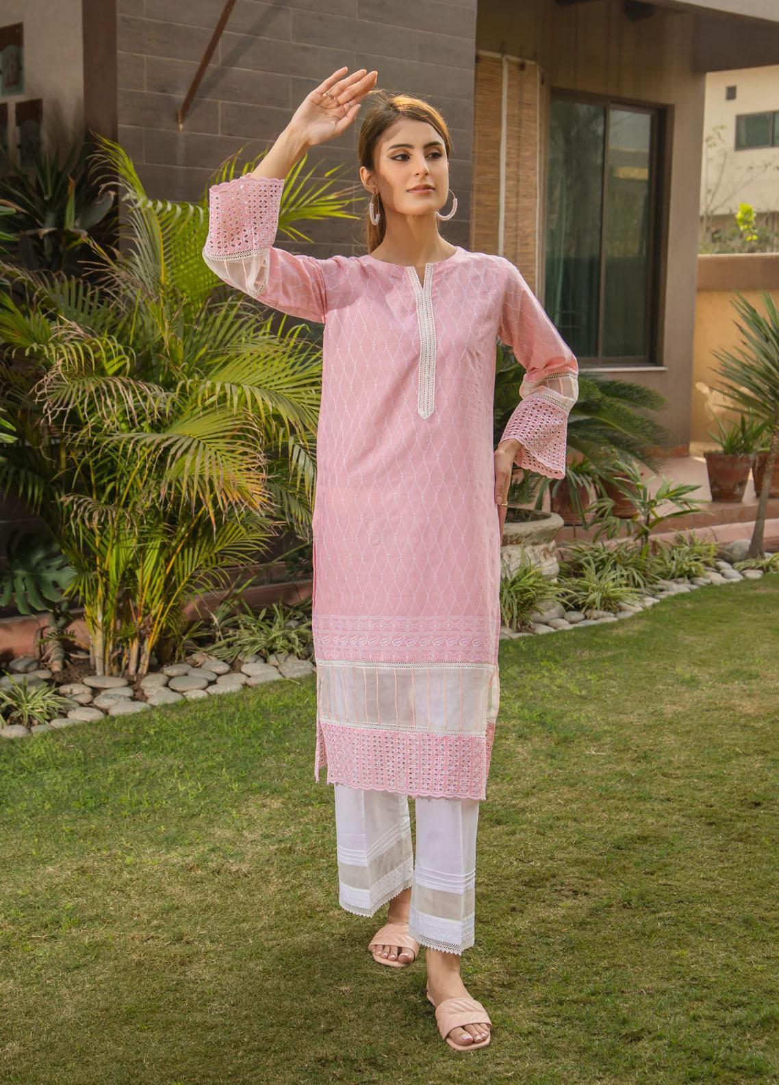 Naaz Couture Casual Pret Chikankari Lawn Kurta NC23NK-2 Peach