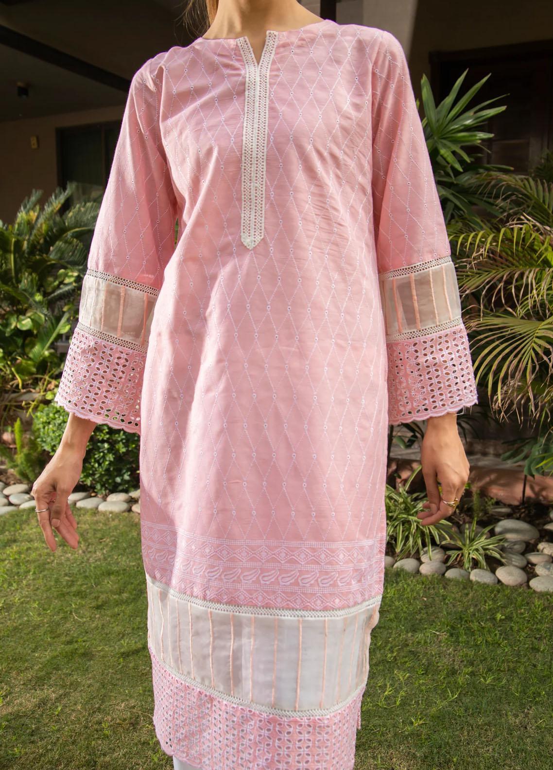 Naaz Couture Casual Pret Chikankari Lawn Kurta NC23NK-2 Peach