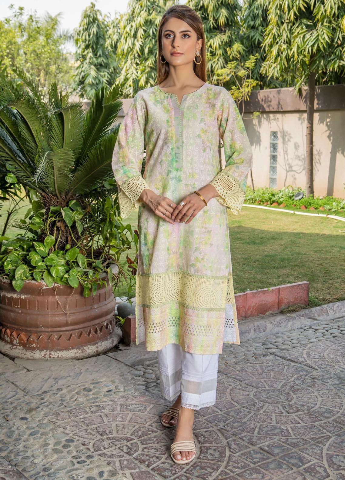 Naaz Couture Casual Pret Chikankari Lawn Kurta NC23NK-2 Yellow