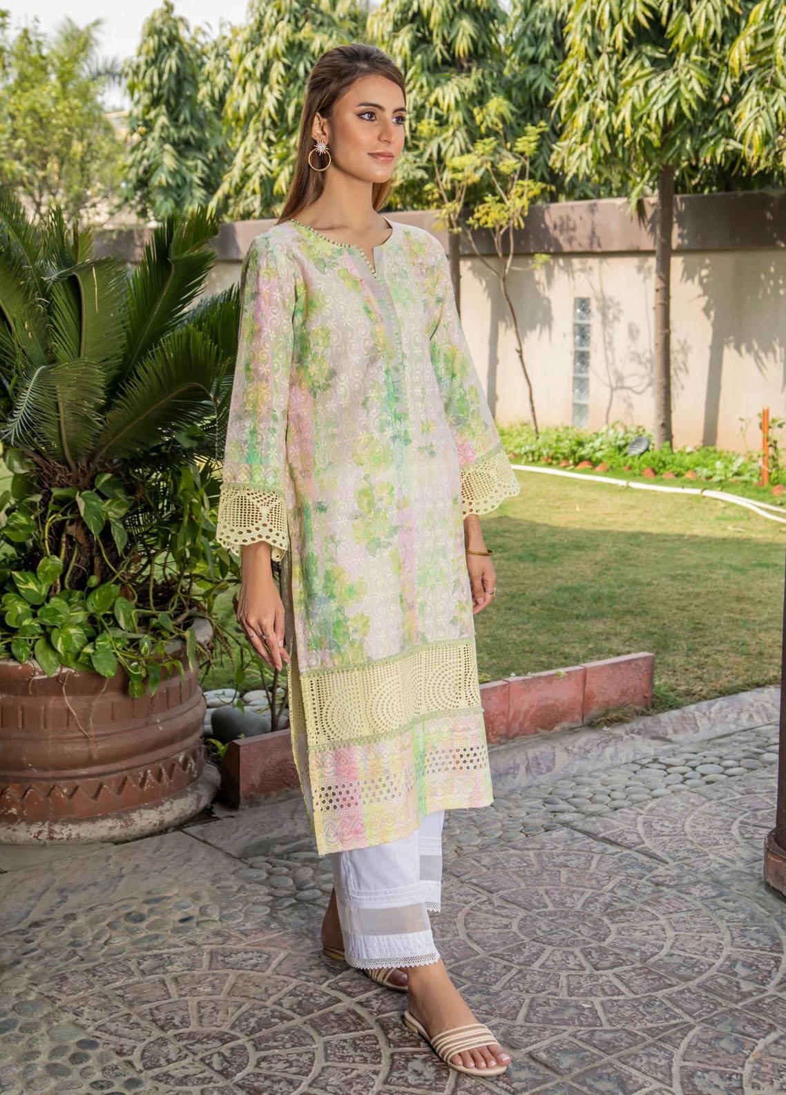 Naaz Couture Casual Pret Chikankari Lawn Kurta NC23NK-2 Yellow