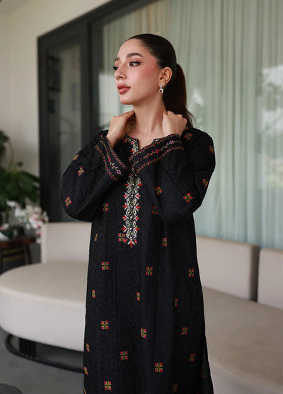 Nadia Khan Pret Embroidered Raw Silk 2 Piece Jet Black