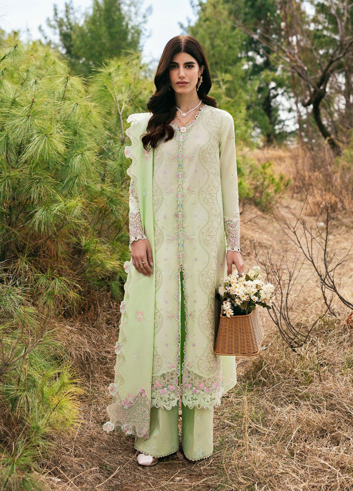 Qlinekari by Qalamkar Embroidered Lawn Suits Unstitched 3 Piece QLM25QK DC-14 Meline