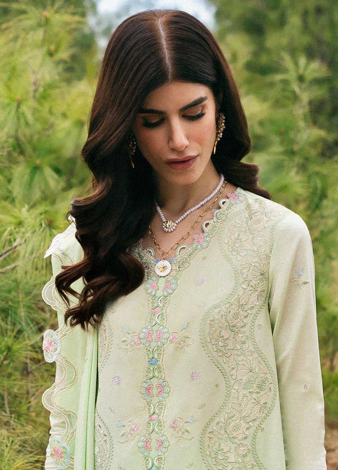Qlinekari by Qalamkar Embroidered Lawn Suits Unstitched 3 Piece QLM25QK DC-14 Meline
