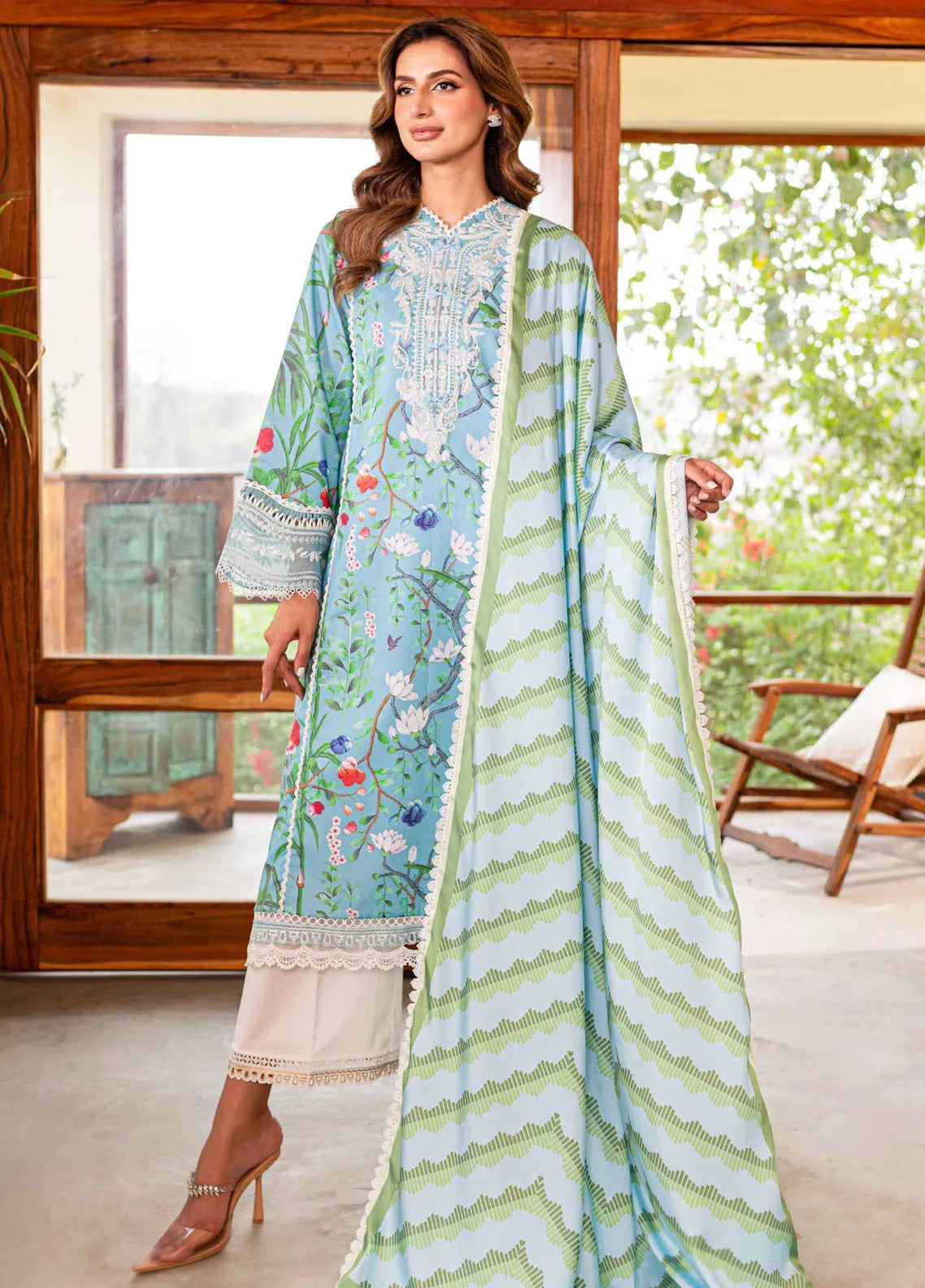 Shiren By Sable Vogue Unstitched Lawn Collection 2024 D-05 Flower of Paradise