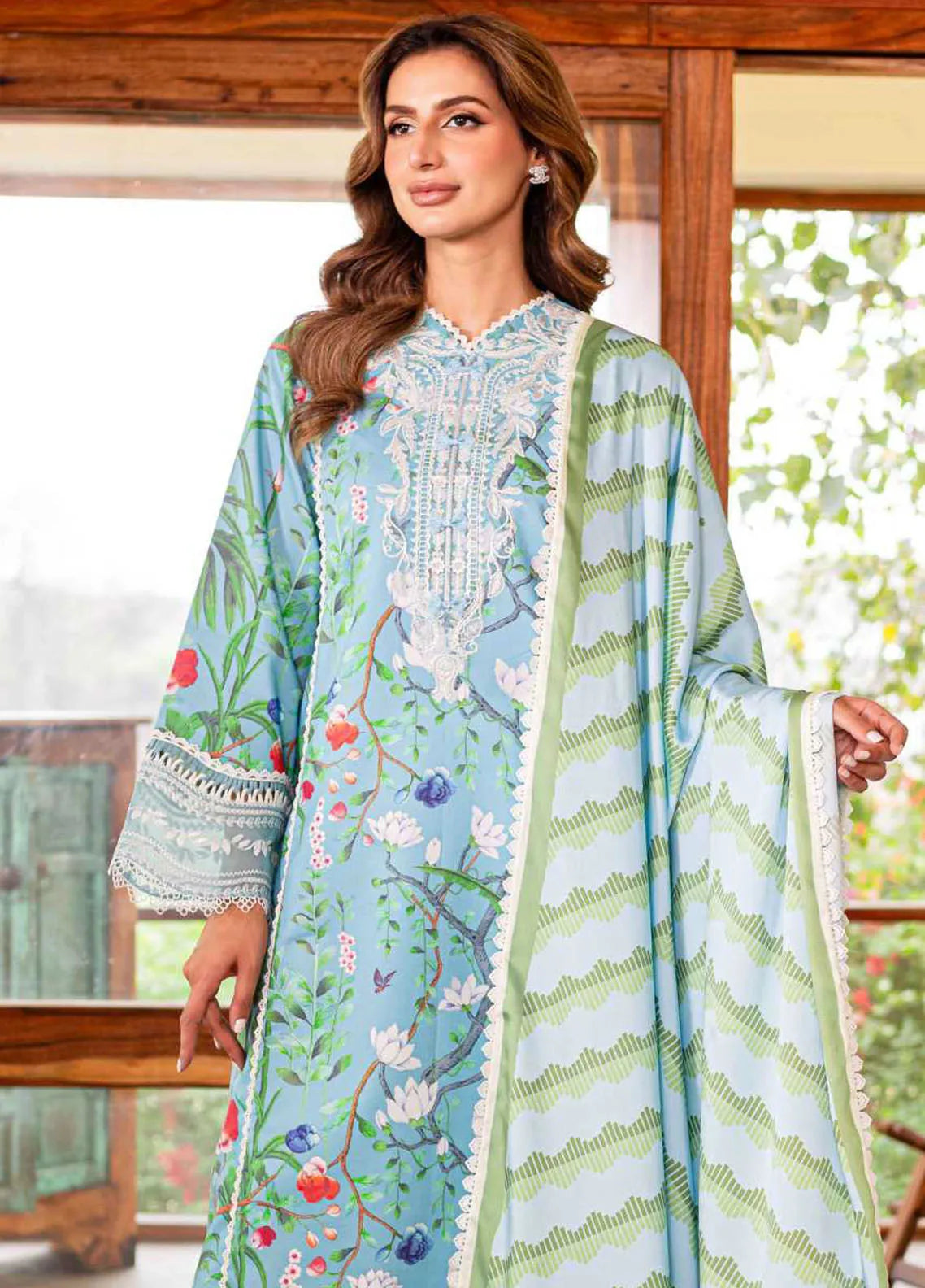 Shiren By Sable Vogue Unstitched Lawn Collection 2024 D-05 Flower of Paradise