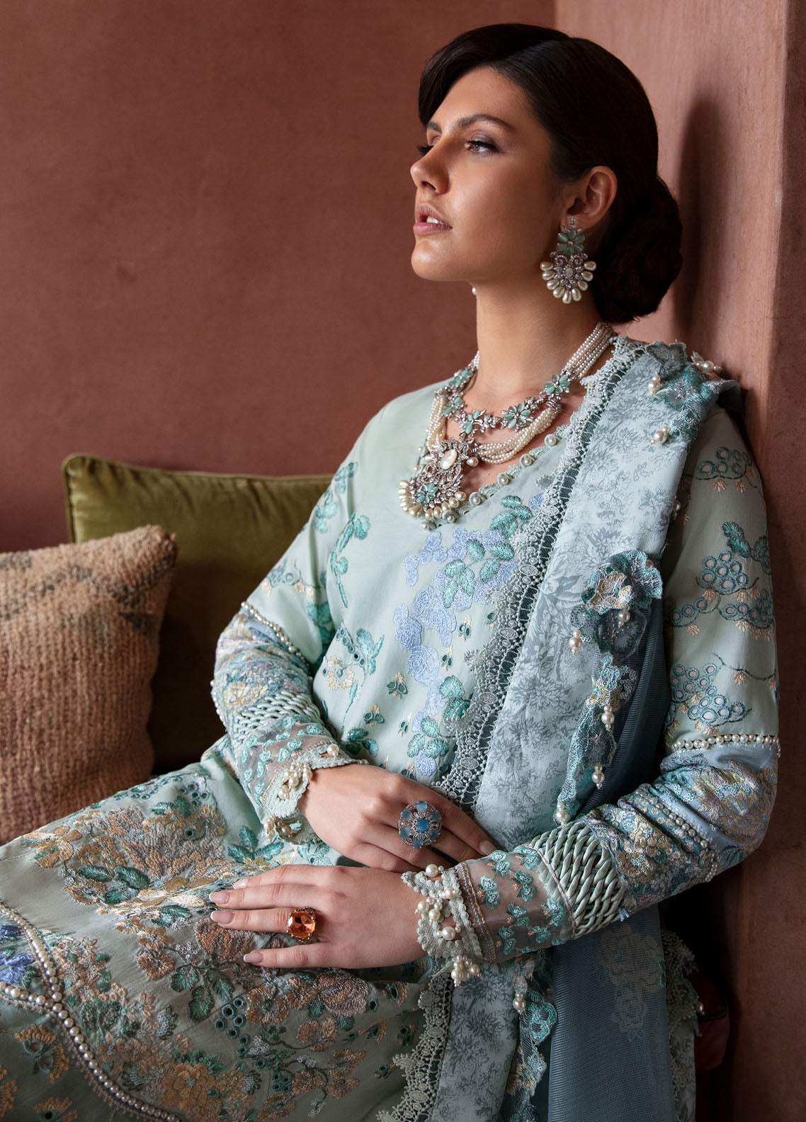 Amaani By Republic Womenswear Embroidered Lawn Suits Unstitched 3 Piece RW23A D-3B Nora - Luxury Eid Collection