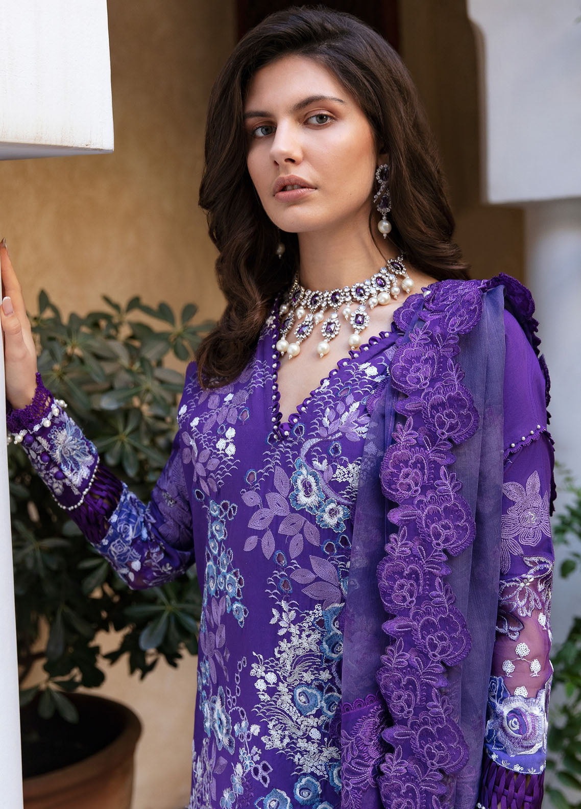 Amaani By Republic Womenswear Embroidered Lawn Suits Unstitched 3 Piece RW23A D-7B Linaria - Luxury Eid Collection