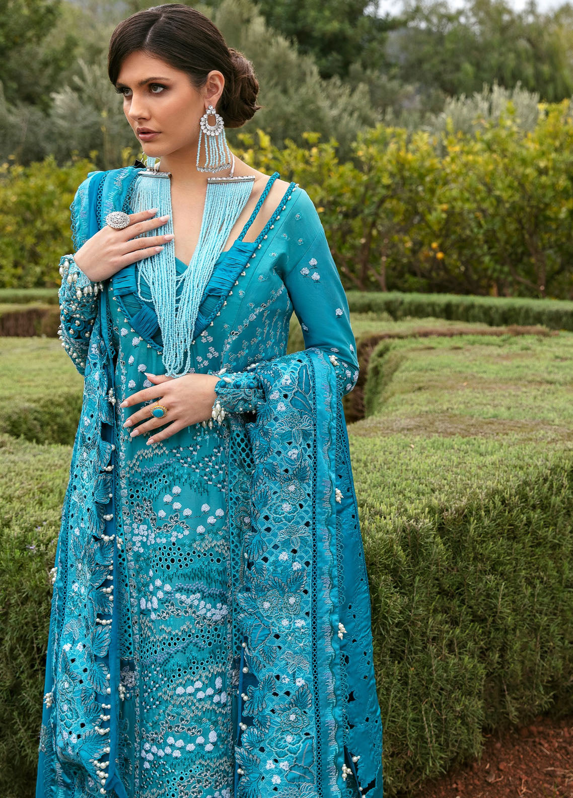 Amaani By Republic Womenswear Embroidered Lawn Suits Unstitched 3 Piece RW23A D-1A Azalea - Luxury Eid Collection