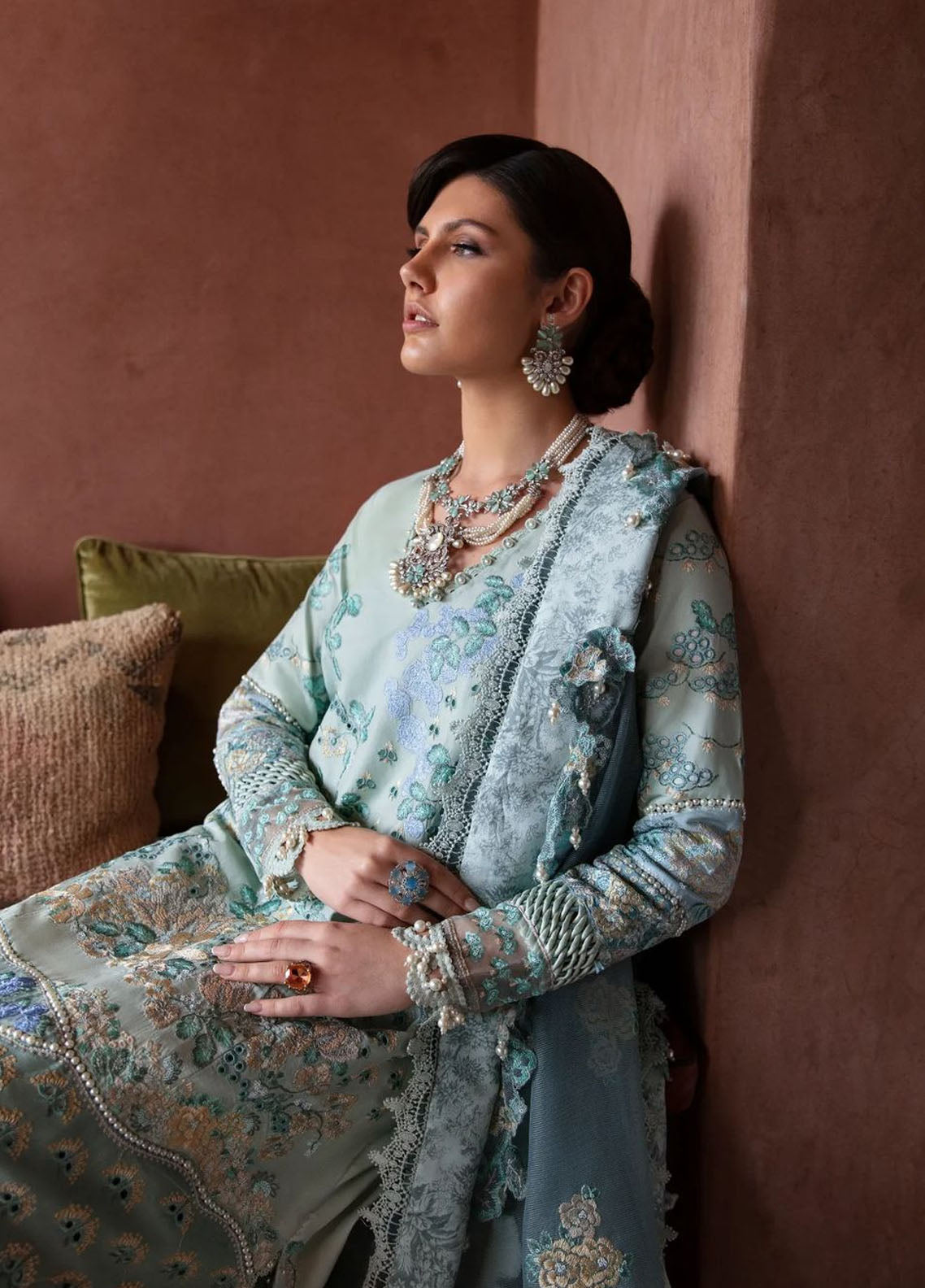 Amaani By Republic Womenswear Embroidered Lawn Suits Unstitched 3 Piece RW23A D-3B Nora - Luxury Eid Collection