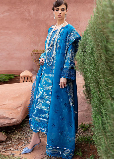 Amaani By Republic Womenswear Embroidered jacquard Suits Unstitched 3 Piece RW23A D-4A Sepal - Luxury Eid Collection