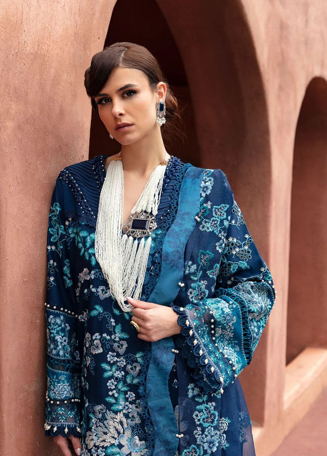 Amaani By Republic Womenswear Embroidered Lawn Suits Unstitched 3 Piece RW23A D-3A Nora - Luxury Eid Collection
