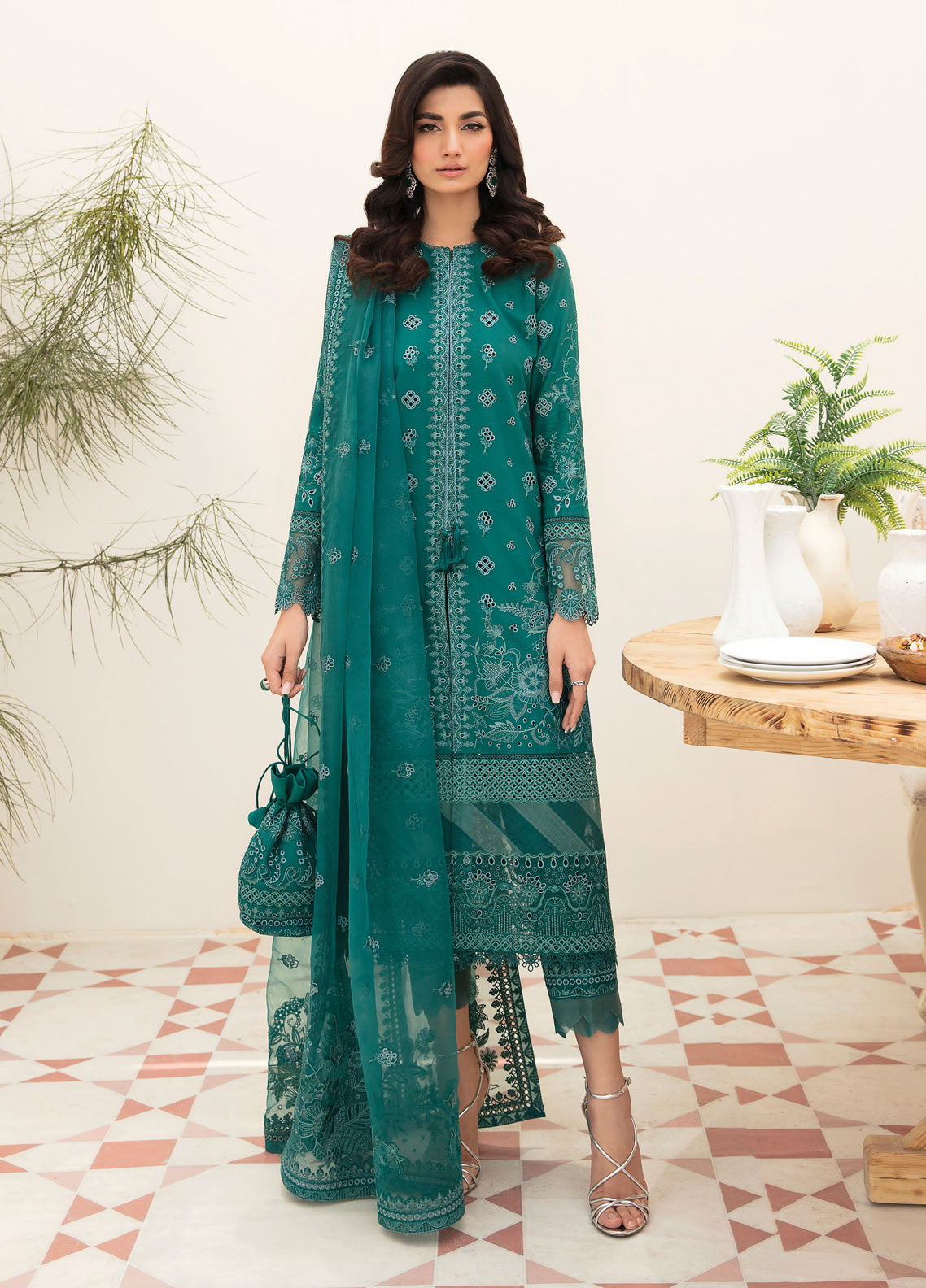 Afrozeh Festive Unstitched Chikankari Lawn Collection 2023 AL-23-V3-04 Tiffany Blue