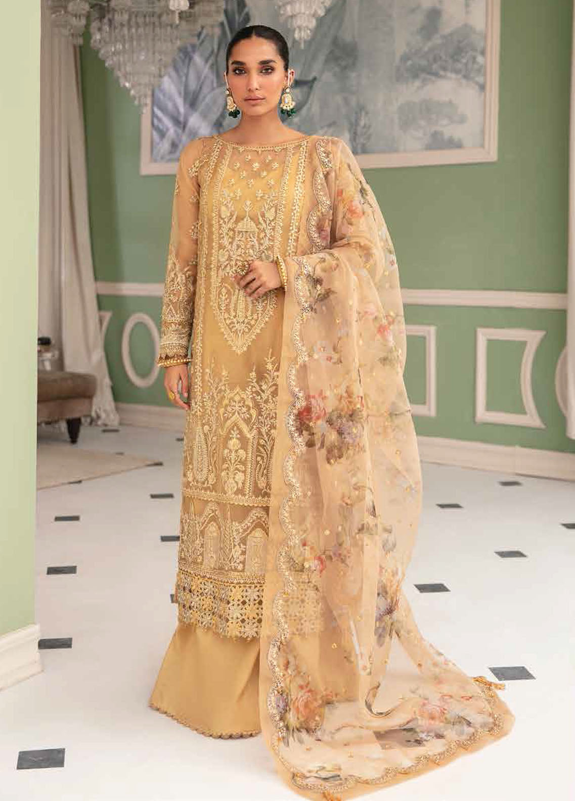 Afrozeh La Fuschsia Festive Chiffon Collection 2023 002 Delaine