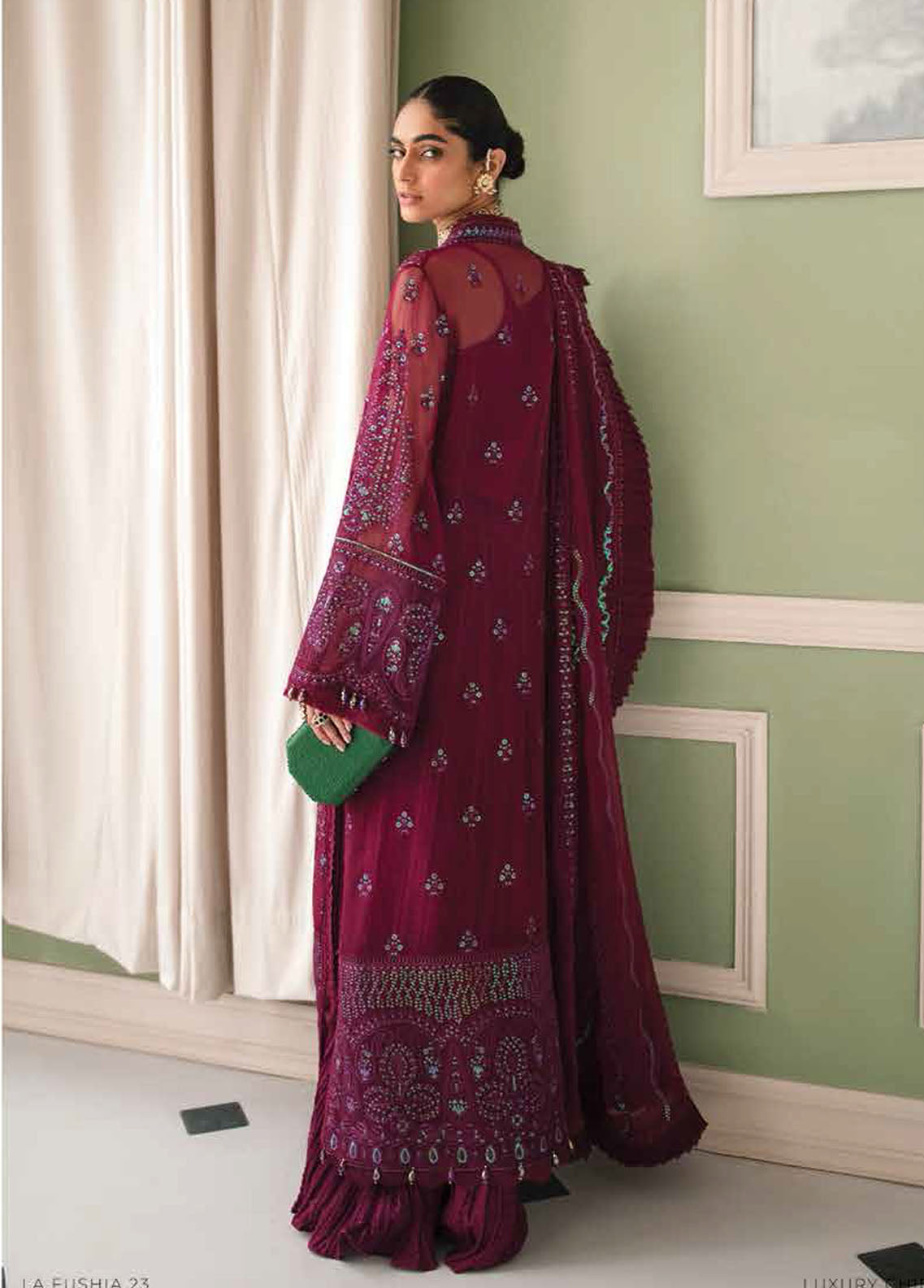 Afrozeh La Fuschsia Festive Chiffon Collection 2023 010 Viola