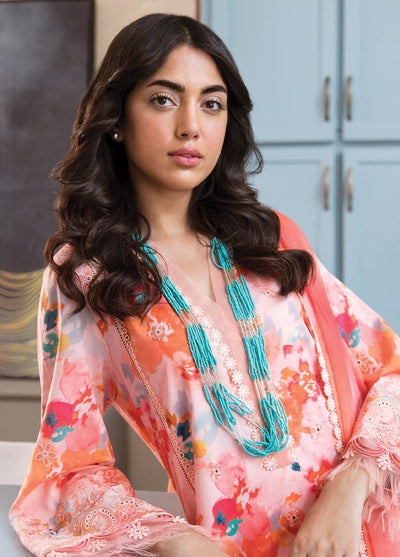 Afrozeh Printkari Unstitched Lawn Collection 2023 Coral Crush