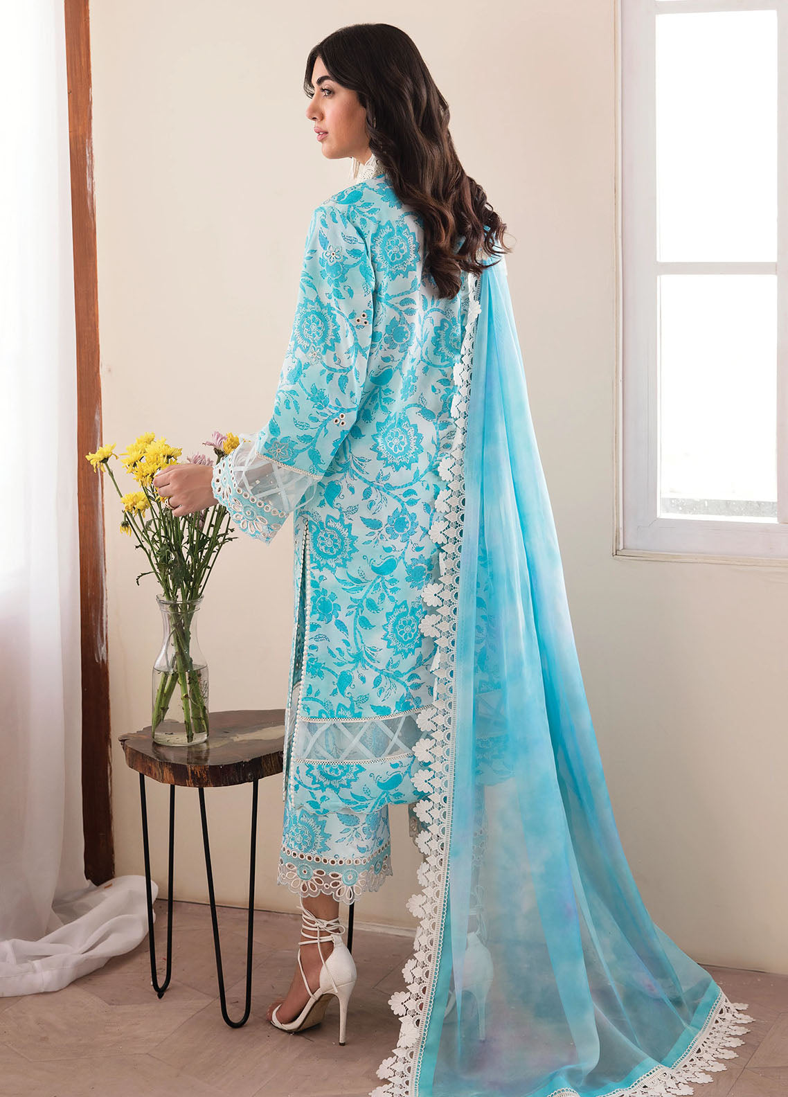 Afrozeh Printkari Unstitched Lawn Collection 2023 Blue Lagoon