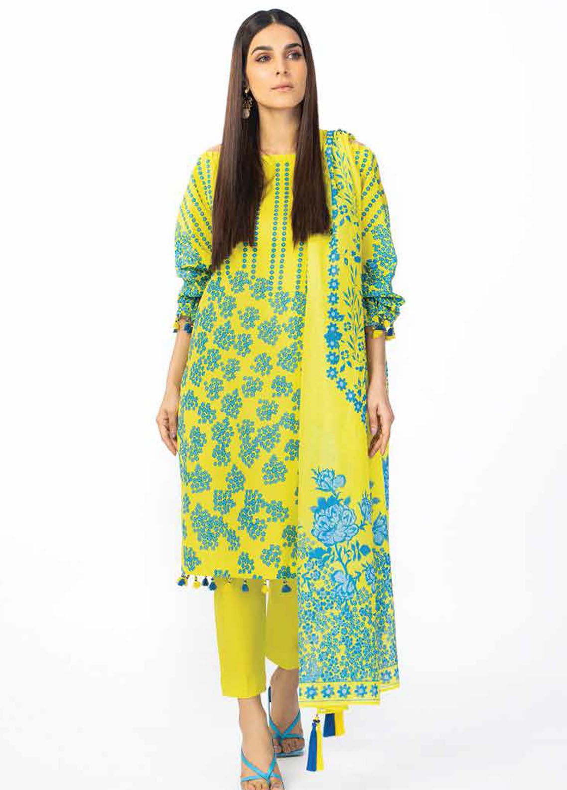 Al Karam Printed Lawn Suits Unstitched 2 Piece AK23SSL SS-56-23-Yellow - Summer Collection