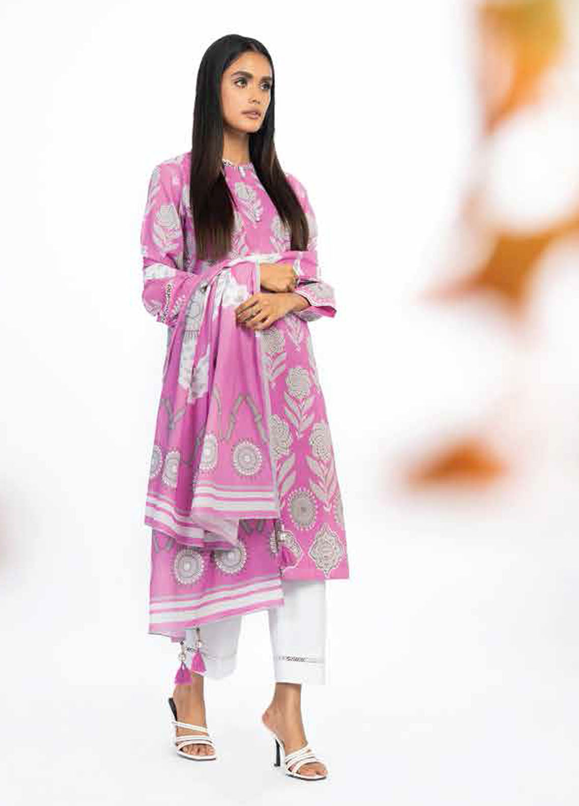 Al Karam Printed Lawn Suits Unstitched 2 Piece AK23SSL SS-51-23-Pink - Summer Collection