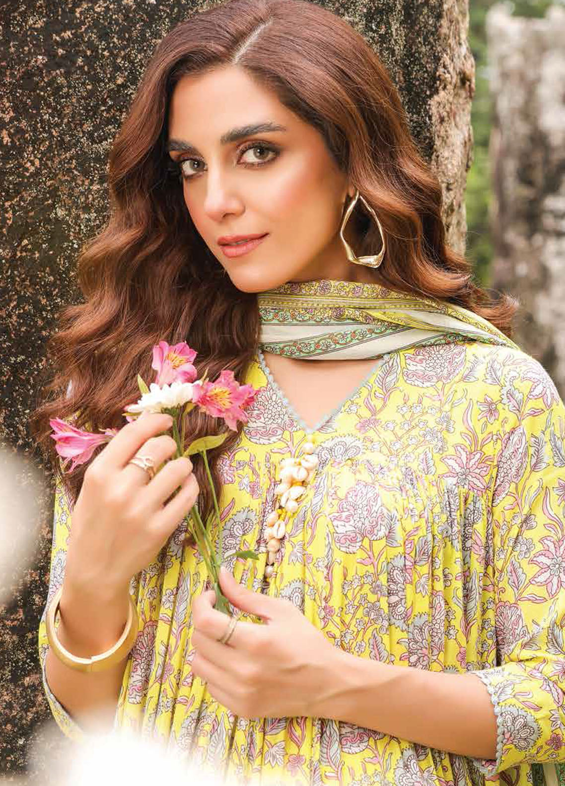 Al Karam Printed Lawn Suits Unstitched 2 Piece AK23SSL SS-58.1-23-Yellow - Summer Collection